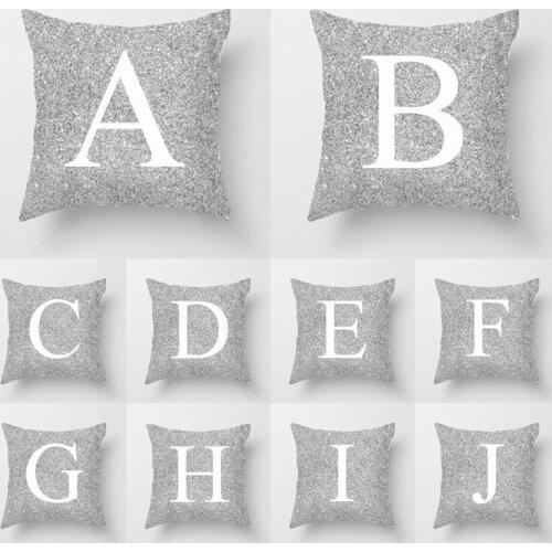 Microfine Throw Pillow Cover Gray Monogram Home Textile Cojines Decorativos Para Sofa Home Decor