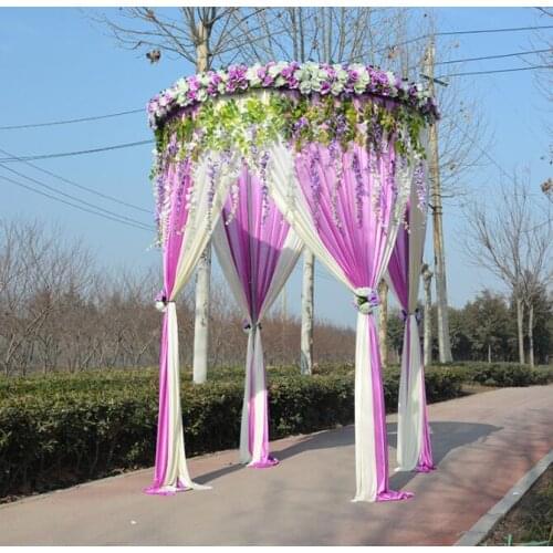 Set of wedding background with curtains and flowers adjustable metal round princess pavilion wedding background frame