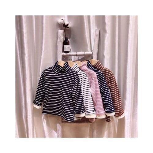 2019 New Autumn Winter Long Sleeves Girls Tops Bottom Shirt 9 Kids Wild T-shirt Striped Solid Cotton Kids Comfortable Tees 2-7Y