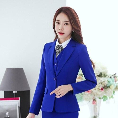 IZICFLY autumn spring new style blue jacket women Elegant Slim Long Sleeve Business blazer feminino Office Outwear plus size red