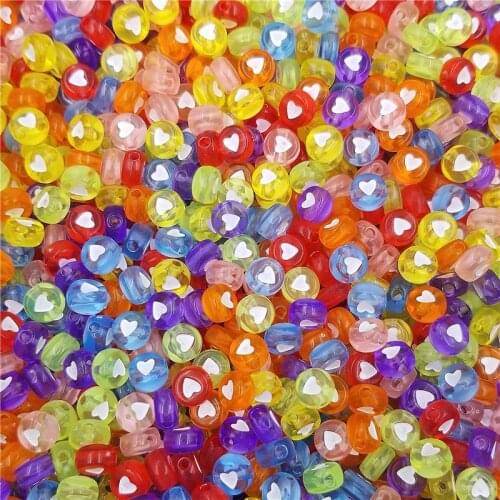 New 50Pcs 7mm Clear Acrylic Heart Shape Loose Beads DIY Jewelry Making Pendant Necklace Bracelet Wholesale