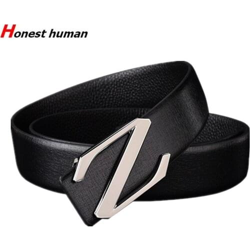 New High Quality Designer Luxury Belts For Men Full Grain Genuine Leather Z Smooth Buckle Belt Male Fashion Strap ceinture homme