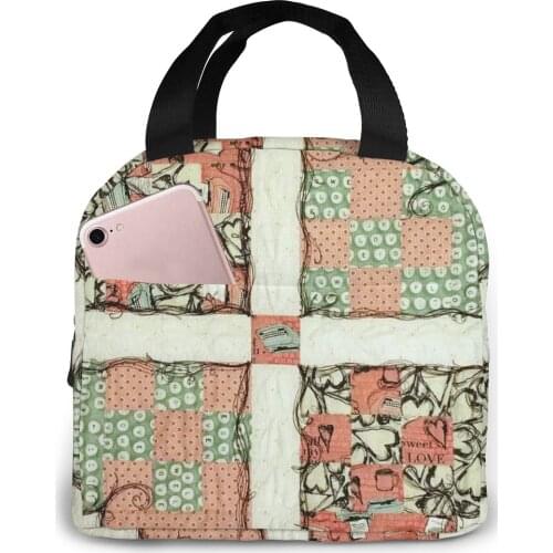 Love Hearts Cooler Lunch Box Portable Insulated Lunch Bag Thermal Food Picnic Lunch Bags