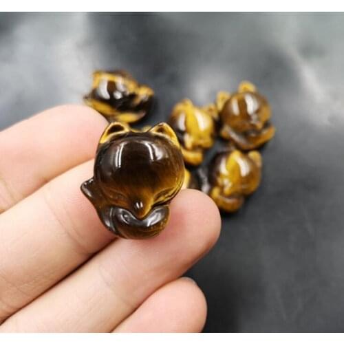 Wholesale natural tiger eye stone fox pendant tiger eye stone fox pendant