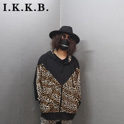 Autumn and winter Korean fashion loose BF leopard print sweater for men and women couples hooded jacket personality