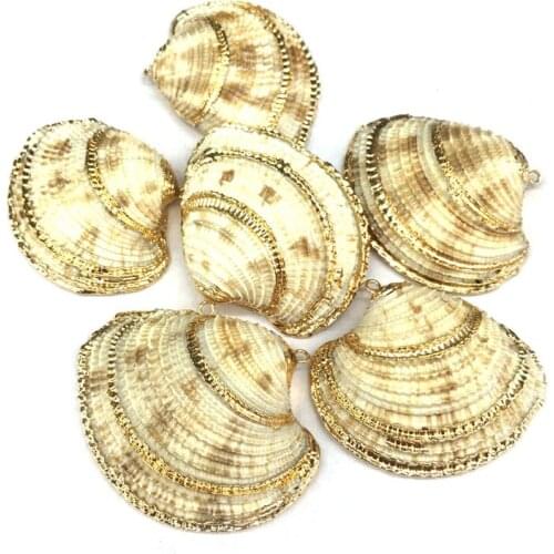 Natural shell Pendants Fan shaped Exquisite charms for Jewelry Making DIY Bracelet Necklaces earrings Accessories Size 50x45mm