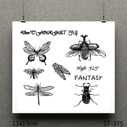 AZSG Various Insect Butterfly Beetle Silicone Clear Stamps/Seals For Scrapbooking DIY Clip Art / Album Decoration Stamps Crafts