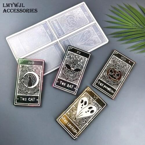 DIY Halloween Tarot Brand Silicone Mold Pumpkin Bat Tarot Brand Keychain Pendant Epoxy Resin Mold Silicon Molds for Resin Art