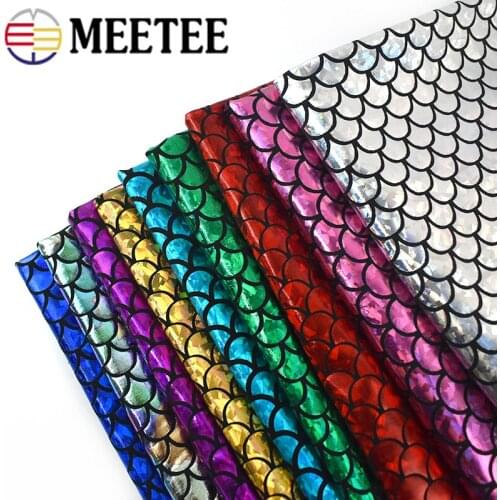 Meetee 50/100cm Width 150cm Bronzed Fish Scale Mermaid Fabric Spandex for Stage Dress Womens Clothing Deco Sew Crafts Accessory