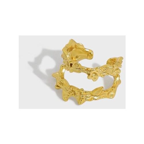 ONLY 1PC (No pierced) 925 Sterling silver Irregular Double Rows CLIP Earrings jEWELRY TLE2166