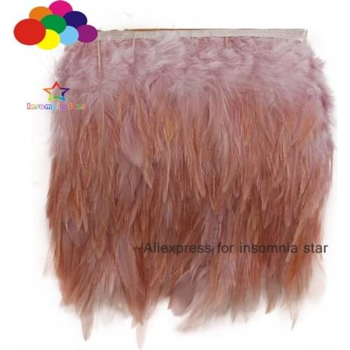 Top 1/10meter pale pink Rooster Tail Feathers 8-12cm wide cock Cloth Sideband for Clothing Wedding Party trims DIY Scarf