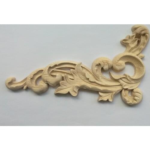 European Style Decoration Beam Maas Unpainted Wood Carved Decal Corner Onlay Applique Wall Cabinet Door Decor Crafts