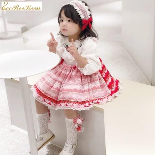 Spring Children Spanish Princess Dress Baby Girl Lolita Puff Dress Cute Strawberry dress kids Clothing Girls Sweet lolita dress
