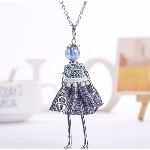 YLWHJJ 2020 new doll necklaces & pendant red necklace for women statement fashion jewelry blue Rhinestone Pearl Dress pendant