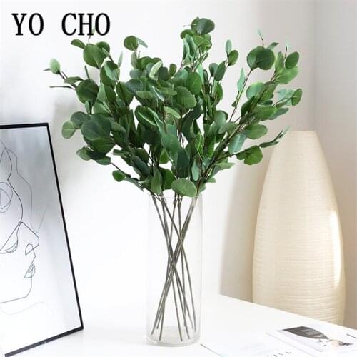 YO CHO 89cm Long Artificial Leaves Branch Wedding Home Decoration Leaves Yellow Green Faux Tree Leaf for Flower Decor Fake Plant