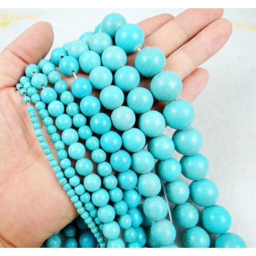 4.6.8.10.12.14.16.18MM Natural stone Turquoises Beads DIY Beads For Bracelet Necklace Jewelry Making Wholesale T2