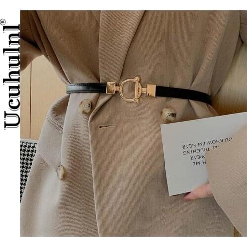 Ucuhulnl Ladies Thin Belts For Women Fashion Luxury Brand Designer Style Skinny Coat Jacket Dress Waist Adjustable Belt Female