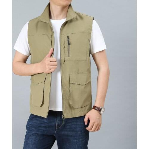 Multi-functional Hiking Camping Vest Quick Dry Multi-pocket Photography Fishing Waistcoat Men Advertising Tourism Hunting Jacket