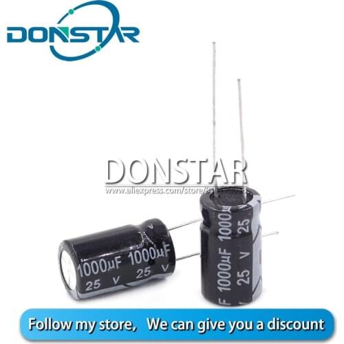10PCS 1000UF 25V Electrolytic Capacitor 25V 1000UF 10*17MM 105° Aluminium Electrolytic Capacitor