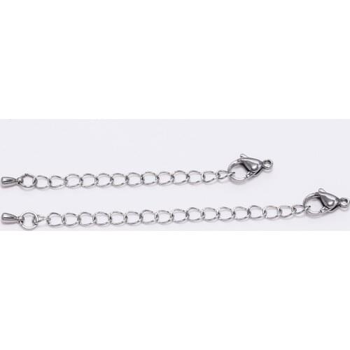 10Pcs/Lot Stainless Steel Extension Extender Tail Chains With Lobster Clasps Water Drop For DIY Bracelet Necklace Jewelry Making