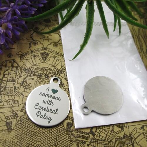 10pcs--"I Heart Someone With Cerebral Palsy"stainless steel charms 5 styles for choosing DIY Charms for necklace bracelets