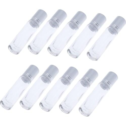 10 Pcs 10ml Glass Essential Oil Gemstone Roller Ball Bottle for Perfume Oil