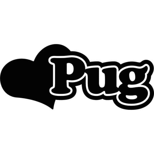 15*6.4cm PUG LOVE HEART - CUSTOM VINYL DECAL - Car Bumper Sticker Window Vehicle Dog Gift Car Decor Car Styling