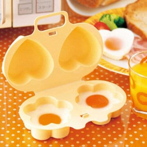 17*12*6cm Creative Love Microwave Oven Egg Boiler Flower Shaped Mold Egg Shaped Mold Pot Kitchen Cooking Tools