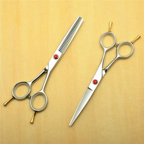 2Pcs CUSTOMIZED LOGO 5.5 inch Silvery 440C Professional Human Hair Scissors Hairdressing Cutting Shears +Thinning Scissors C1012