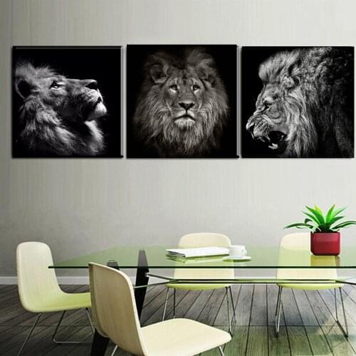 3 Pcs Lion King Canvas Art Modern Abstract Painting Wall Pictures For Living Room Decoration Pictures Canvas Print Frame Artwork