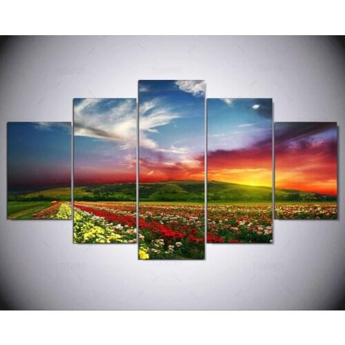 5 panel Modern spellbinding sunset hd Art print canvas art wall framed paintings for living room wall picture ny-1521