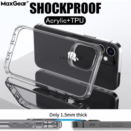 Acrylic+TPU Shockproof Case For iPhone 12 Mini 11 Pro Xs Max XR X 6 7 8 Plus SE Airbag Bumper Hybrid Hard PC Clear Cover Fundas