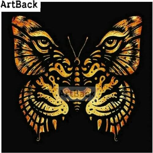 5d diy diamond painting tiger butterfly face full square drill tiger 3d diamond embroidery resin rhinestone home decoration