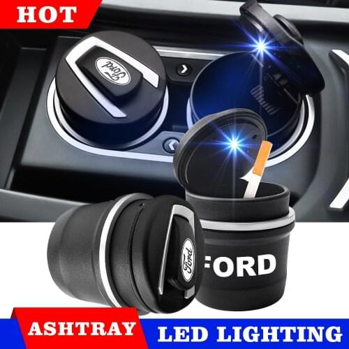 Car Ashtray LED Light Smokeless Auto Ashtray Flame Retardant Cigarette Holder Box For Ford Focus Mk2 Party Mk3 Ranger Mondeo mk4
