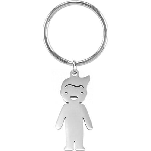 Boy Girl keychain Love Son Daughter Gifts Stainless Steel Pendants daily keychain For Children Kids