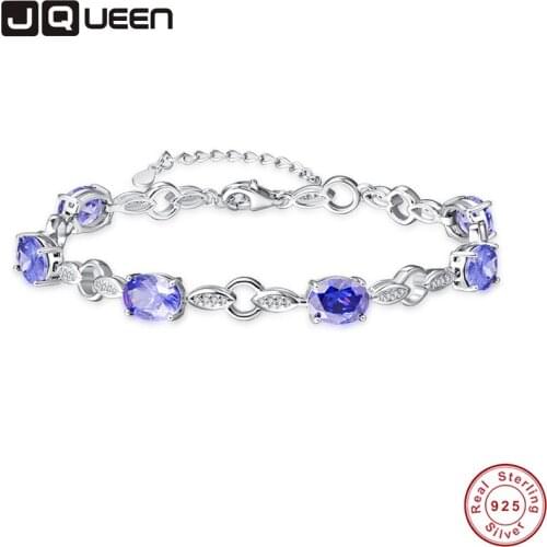 JQUEEN Created Tanzanite Leaf Silver Chain Bridal Bracelets for Women Wholesale Wedding Jewelry 925 Bracelets Fashion Accessory