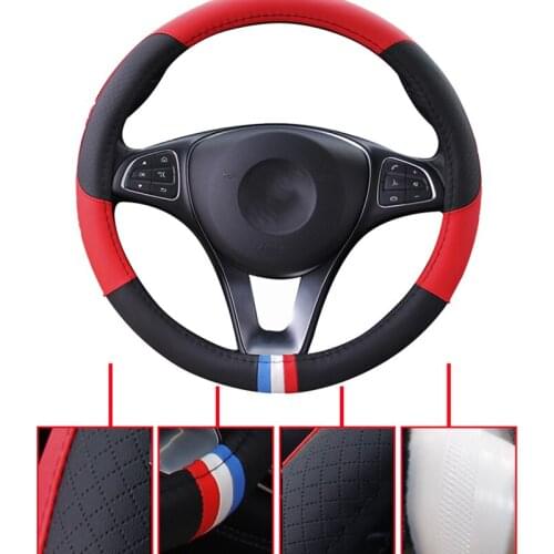 Car Steering Wheel Cover Color Sports Leather Suitable for Medium-sized 38cm Round and D-shaped Steering Wheel Protective Cover
