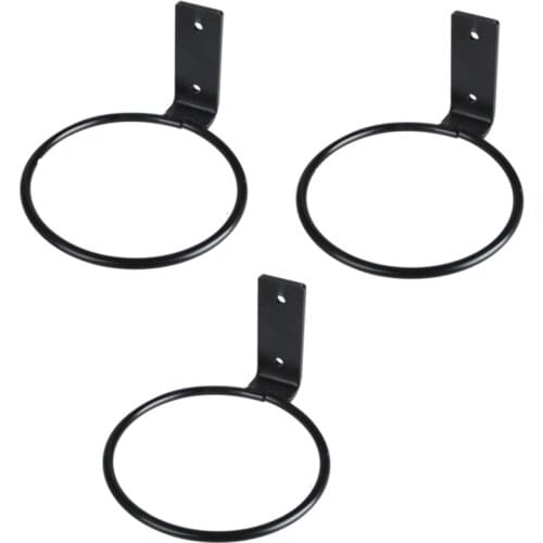 Flower Pot Holder Ring Wall Mounted Metal Planter Hooks Hangers Wall Bracket, 3 Pack, Black, 8 Inch