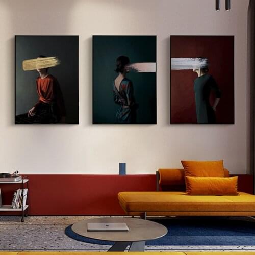 Post-modern style Elegant Blindfold beauty personal portrait decorative Picture CanvasArt Poster for room hotel office decor