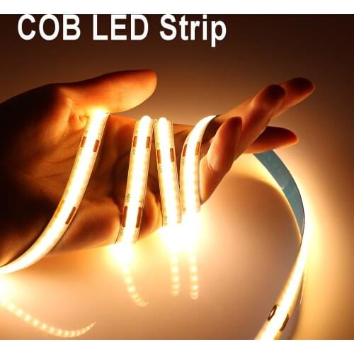 DC 12V High Density Flexible COB LED Strip CRI 90 Stepless Dimming Switch Ribbon Luces led Lights Kitchen Mirror TV Backlight