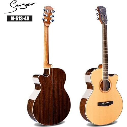 Guitar Solid Spruce Walnut Acoustic Electric Steel-String 40 Inch A-Body Guitarra 6 Strings Folk Pop Cutaway Wood Color Guitars