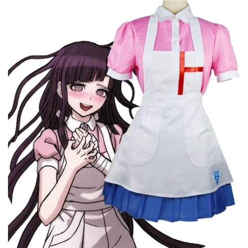 Sets DanganRonpa Cos Mikan Tsumiki Cosplay Costume Nurse Kitchen Girl Outfit Sets Dress Halloween Party Dangan Ronpa 2