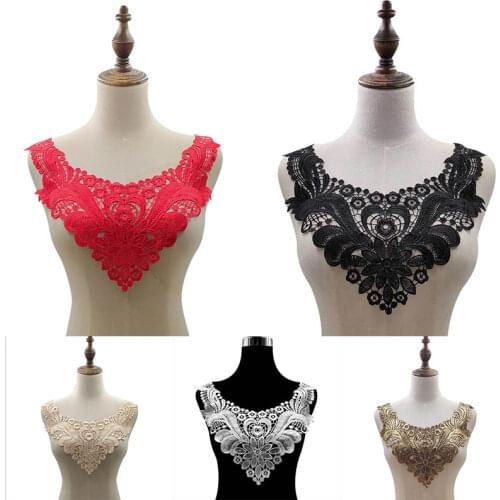 Lace Fabic Neckline Applique Embroidered Applique Fake collar Neckband Neckline Sewing Supplies Scrapbooking Flowers Lace collar