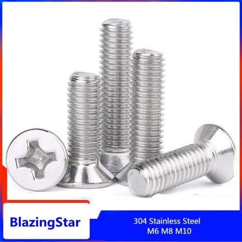 M6 M8 M10 Length 8-100mm 304 Stainless Steel Phillips Countersunk Head Flat Tail Self Tapping Screw Zelftappende Schroeven