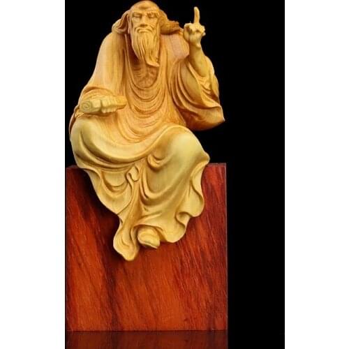 Laozi miniature figurines Lobular wood statue wall decors ornaments home Zen collection art Preaching Art