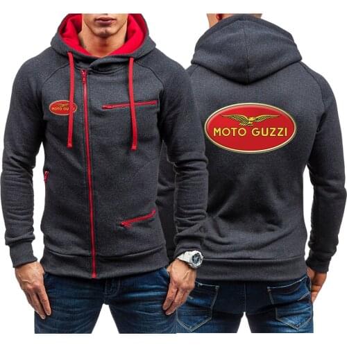 2021 Spring Autumn Zipper Sweatshirts Mans New Moto Guzzi Logo Print Long Sleeve Mens Hoodies Pocket Warmer Running Sportswear