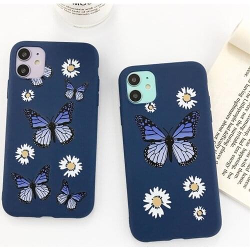 Soft Silicone Daisy Butterfly Case For iPhone 11 Pro Max 6 6S 7 8 Plus X XR XS Max 5 5S SE 2020 Camera Protection Back Covers