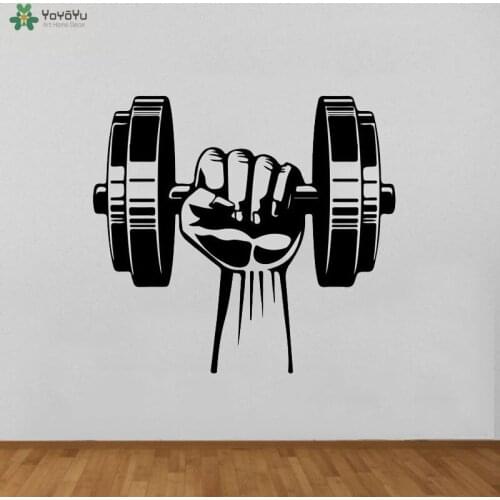 YOYOYU Wall Decal Hand Dumbbell Sticker Bodybuilding Fitness Sport Gym Workout Vinyl Wall Decor 40 Colors Available QQ319