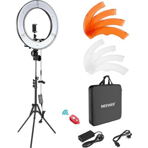 Neewer Camera Photo Video Lighting Kit:18 Inches Dimmable LED Ring Light,Light Stand,Bluetooth Receiver for Smartphone,YouTube