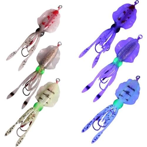 New Squid Rig Soft Plastics Baits 45g/15cm Deep Sea Fishing Lures Octopus Calamar Trolling Wobbler Bait Vertical Jigging Lure